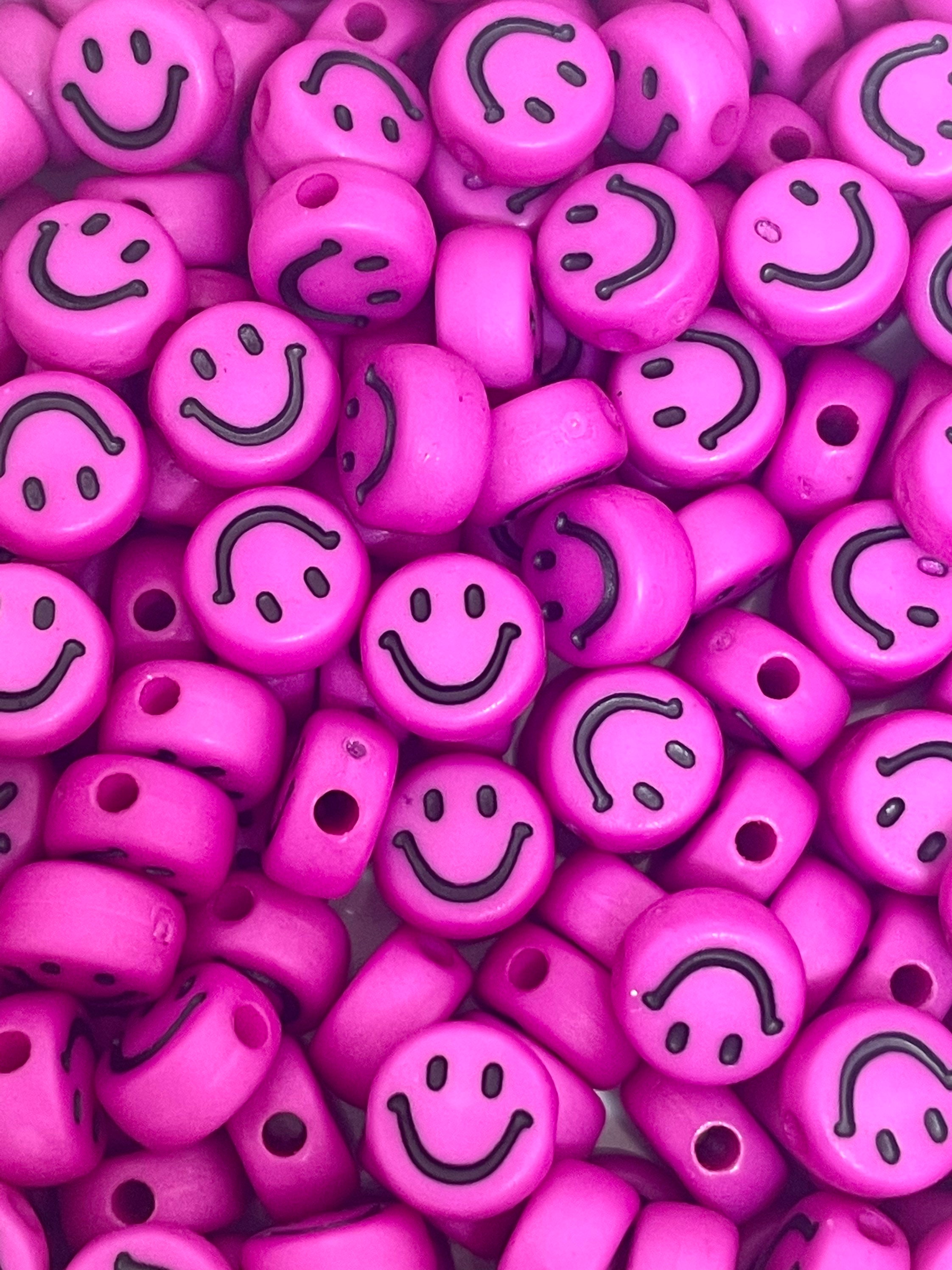 Cute Purple Smiley Face Beads for Alphabet Jewelry, Emoji Beads, Happy Face  Charm, SMOL Beads for Ring DIY 