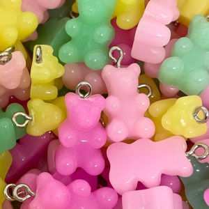 Pastel Candy Charm, Gummy Bear Pendant for Necklace, 12mm Pendant, Charm for Bracelet, Candy Beads, Cute Beads, Kawaii Beads