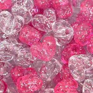 Multi Jelly like colors with Silver Glitter Heart Shaped Pony Beads #PBH467
