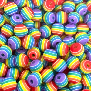 Rainbow Beads, Striped Beads for Jewelry Making, Beads with Stripes for Necklace, Bracelet, Earrings, Pride Beads, Pride Jewelry