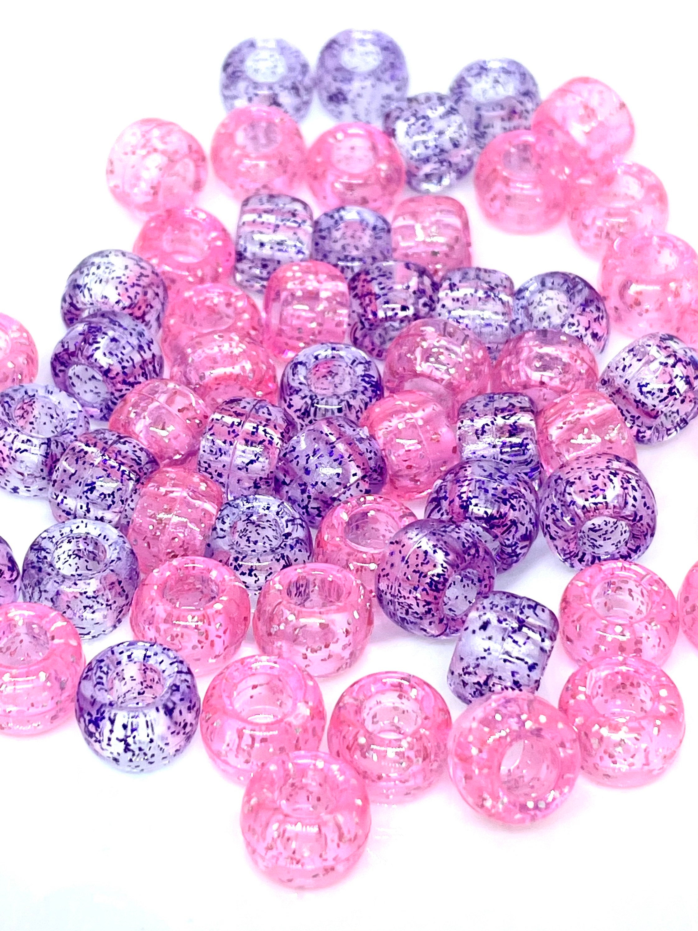 Glitter Beads - 10mm Transparent Glitter Acrylic or Plastic Beads