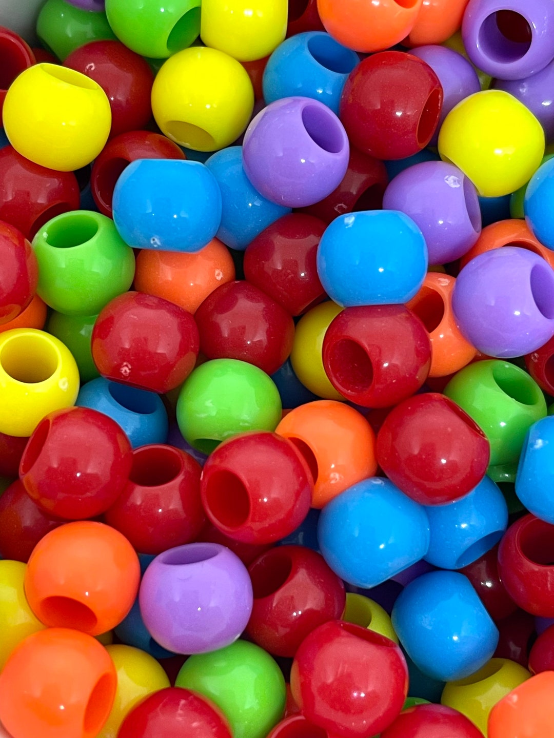 Rainbow Hair Beads, Large Hole Beads for Hair, Jewelry Making, Pony