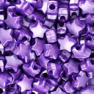 Purple Star Kandi Beads, Pony Beads, Star beads, Spacer Beads