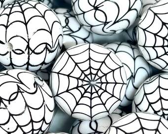 20mm Chunky Spooky Spider Web Beads, Halloween Jewelry