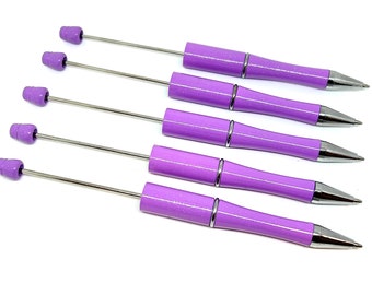 Light Purple Beadable Pens with Black Ink, Customized Pens for Gifts, Bead Party