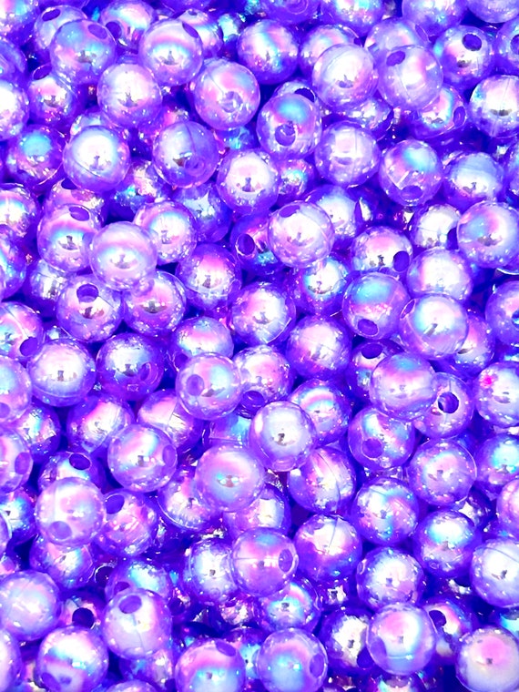 Iridescent Purple Bubble Beads for Bracelets 