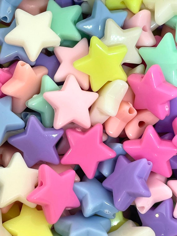 Pastel Star Bead Soup, Pastel Beads, Star Kandi Beads, Star Pony