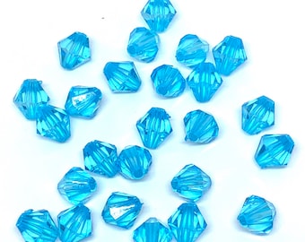 Turquoise Blue Faceted Beads, Spacer Beads, 100 Pc Set