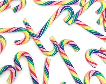 30-PC Clay Candy Canes - 5cm Red & White Polymer Clay Christmas Decorations