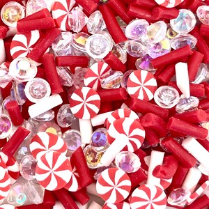 Christmas Peppermint Fake Sprinkles, Christmas Fake Sprinkle Mix, Christmas Confetti, Clay Confetti, Decoden