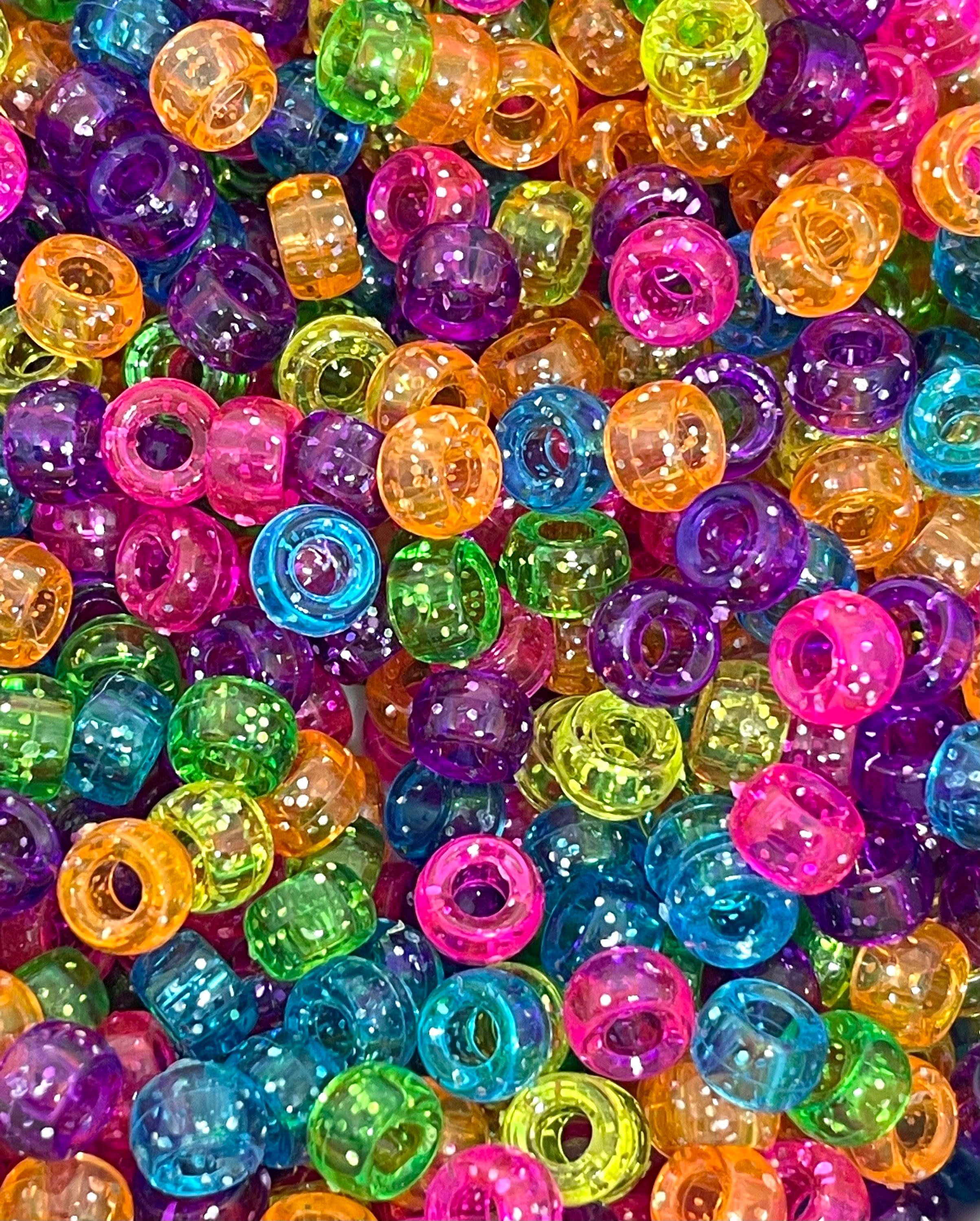 DIY 9x6MM Glitter Barrel Pony Beads - Crafting Beads - Kandies World