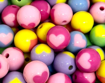 Charming 12mm Pastel Heart Beads - Perfect for Cute and Colorful Jewelry Making