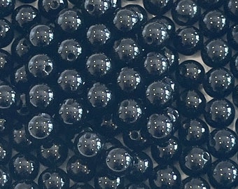 6mm Black Agate Stone Beads, Shiny Natural Stone Beads for Bracelet, Halloween Beads, Gothic Beads, Meditation Bracelet, Zen Beads