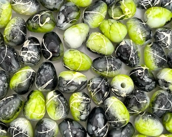 Halloween Beads, Witch Beads for Earrings, Goth Beads, Gothic Beads, Glass Tear Drop Beads for Jewelry Making