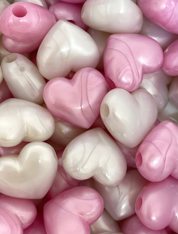 Pastel Pink and Ivory Heart Charms, Large Heart Beads for Jewelry Making, Valentine's  Day Pendants, Valentines Day Charms 