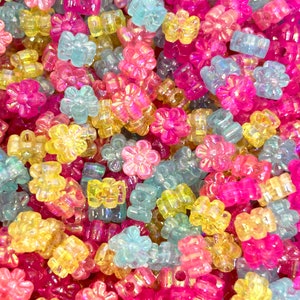 Tiny Iridescent Flower Beads in Bright Colors - Vibrant Jewelry Making Supplies