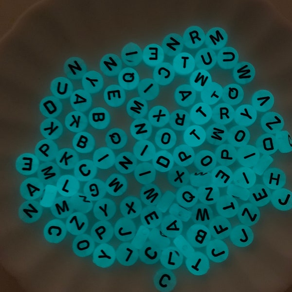 Glow in the Dark Alphabet Beads, Spacer Beads, DIY Jewelry, Round DIY letter beads, DIY Beads