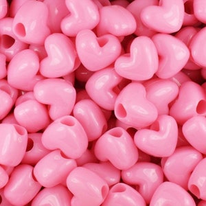 Baby Pink Heart Pony Beads, Kandi Beads, Heart beads, Spacer Beads