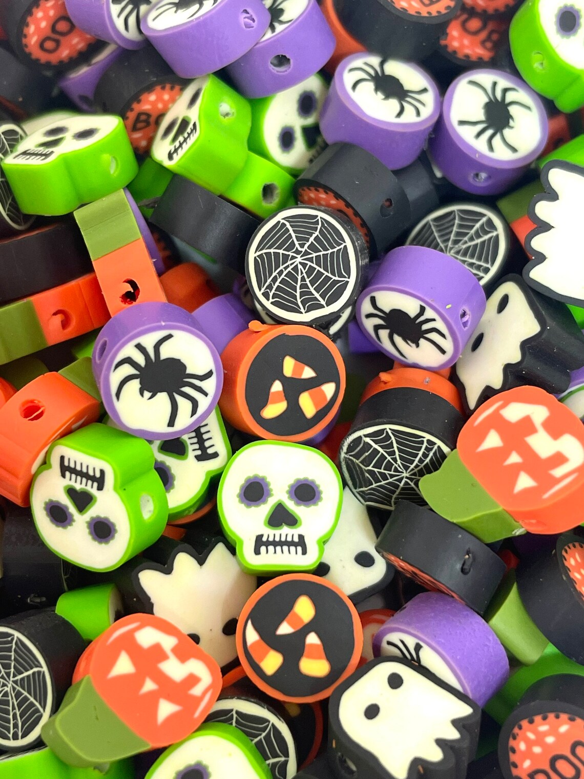 Halloween Spooky Cute Polymer Clay Bead Mix, Handmade Beads Pumpkin ...