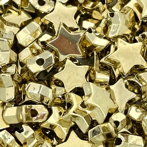 Gold Star Beads, Metal Star Shaped Beads for Jewelry Making, Star Spacer Beads for Bracelet, Star Necklace Charm