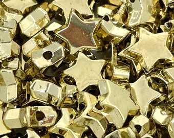 Gold Star Beads, Metal Star Shaped Beads for Jewelry Making, Star Spacer Beads for Bracelet, Star Necklace Charm