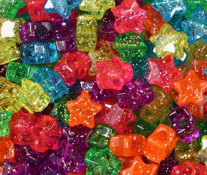 Glitter Star Beads for Bracelet Star Beads Bulk Star Beads Etsy