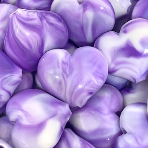 23mm Purple Heart Beads for Jewelry Making, Heart Pendant, Charm, Large Heart Beads for Chunky Jewelry