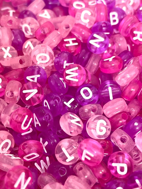 Bright Letter Beads for Bracelet, Bright Alphabet Beads for Bracelet, Pink  Letter Beads Bracelet, Fairy Kei Beads, Yume Kawaii, Yami Kawaii 