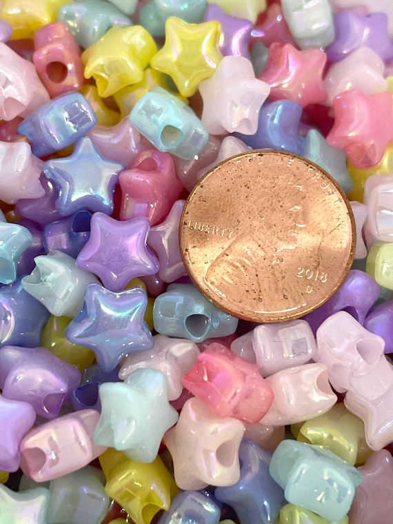 Iridescent Star Beads for Earrings, Puffy Star Beads for Bracelet, Dolly  Kei Beads, Lolita Beads, Fairy Kei Beads, Yume Kawaii Beads 