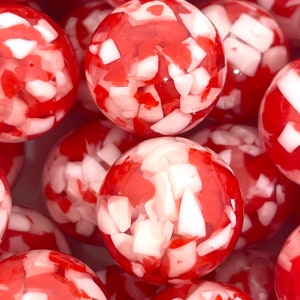 Valentines Chunky Beads for Jewelry Making, 20mm Large Beads for Valentines Day Jewelry, Red and White Chip Beads