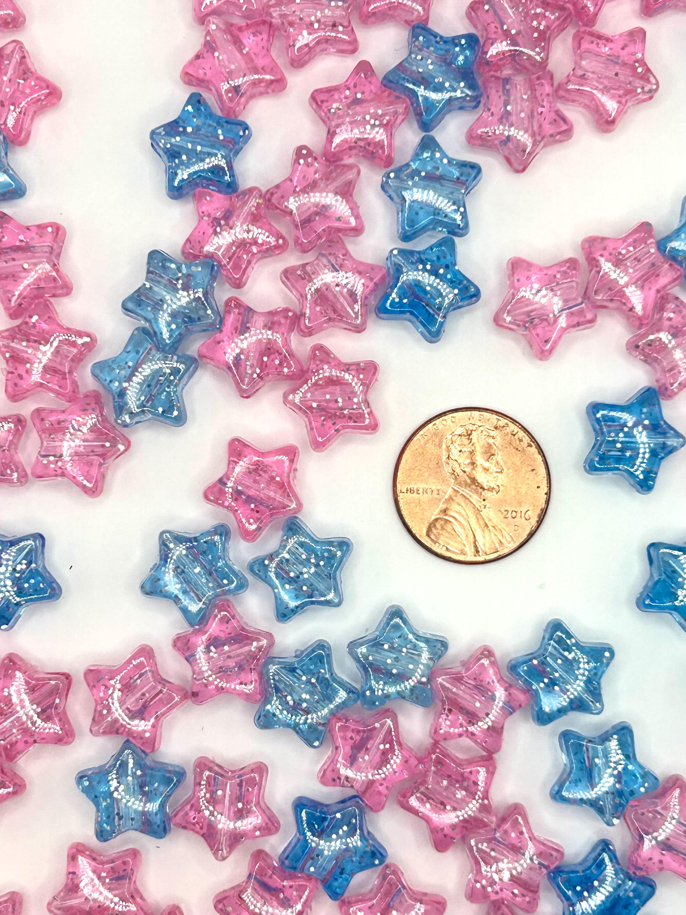 Stardust Candy Mix Star Beads – Glitter Resin Beads in Pink, Blue ...