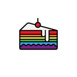 Rainbow Cake Die-Cut Sticker – Cute Dessert Sticker for Laptops, Notebooks & More – Aesthetic Foodie Gift – Free Shipping!