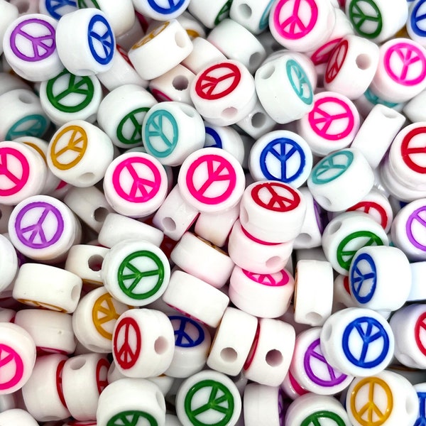 Colorful Peace Bead Set for Jewelry Making, Peace Charm for Bracelet, Peace Pendant Spacer Beads