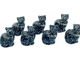Glitter Black Cat Beads, Cat Beads for Bracelet, Black Beads for Necklace, Large Hole Beads, Unique Beads for Jewelry, Kids Beads for Crafts