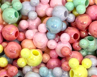 Tiny Iridescent Mouse Beads for Bracelet, Disneyland, Disney World Beads for Jewelry Making, Shiny Disney Themed Beads for Cosplay