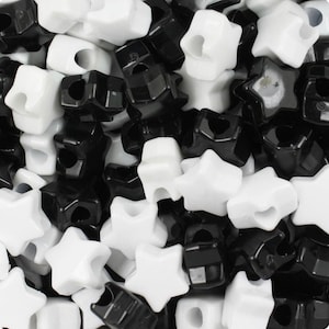 Black and White Celebration Beads, Kandi Beads, Star beads,