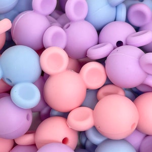 Pastel Mickey Beads, Silicone Beads, Disney World, Disneyland Jewelry