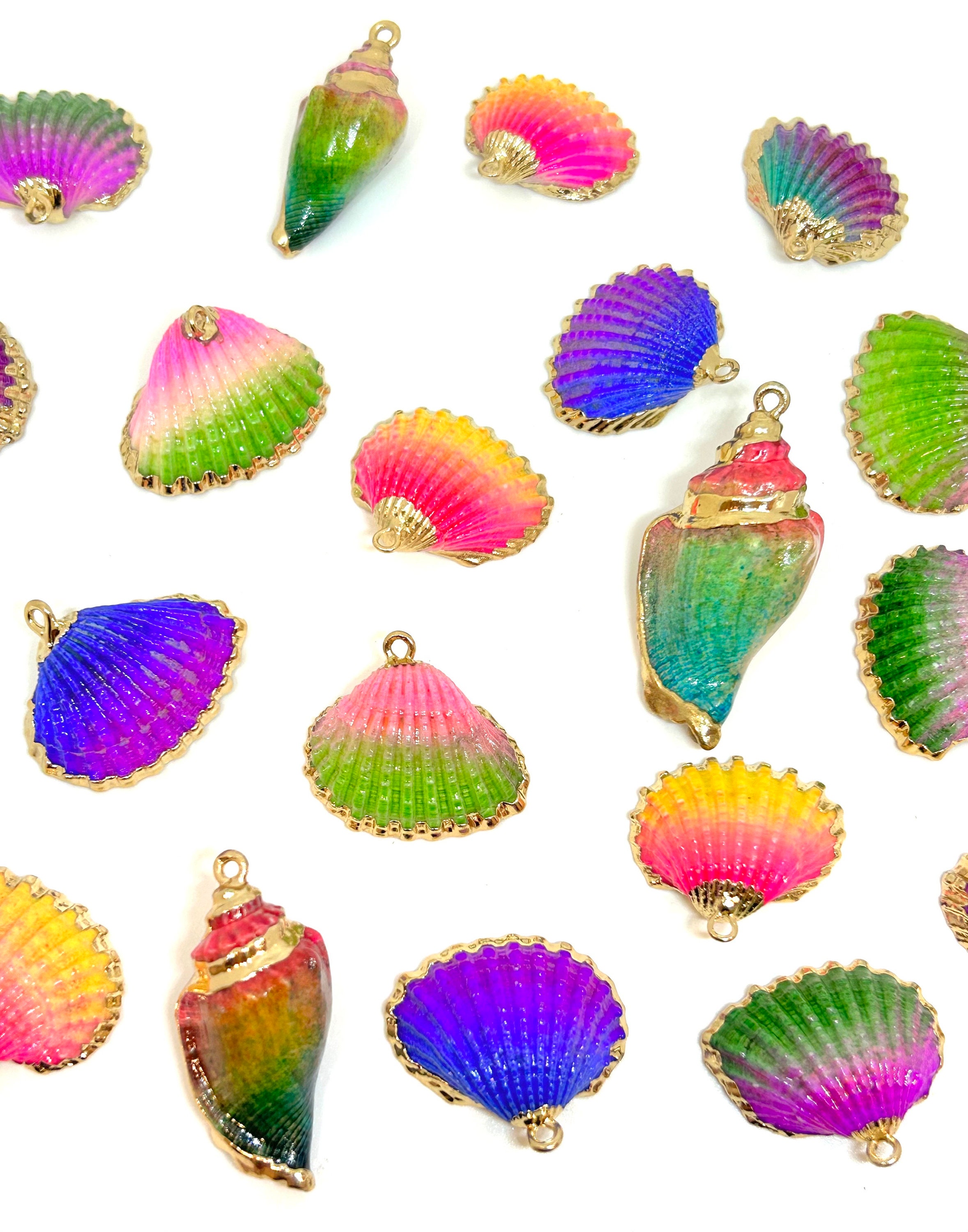Ombre Sea Shell Charms Mix With Gold Accents by Madison Beads - A ...