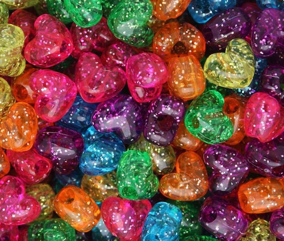 Cutie Glitter Star Beads for Kandi, Star Pony Beads for Jewelry Making