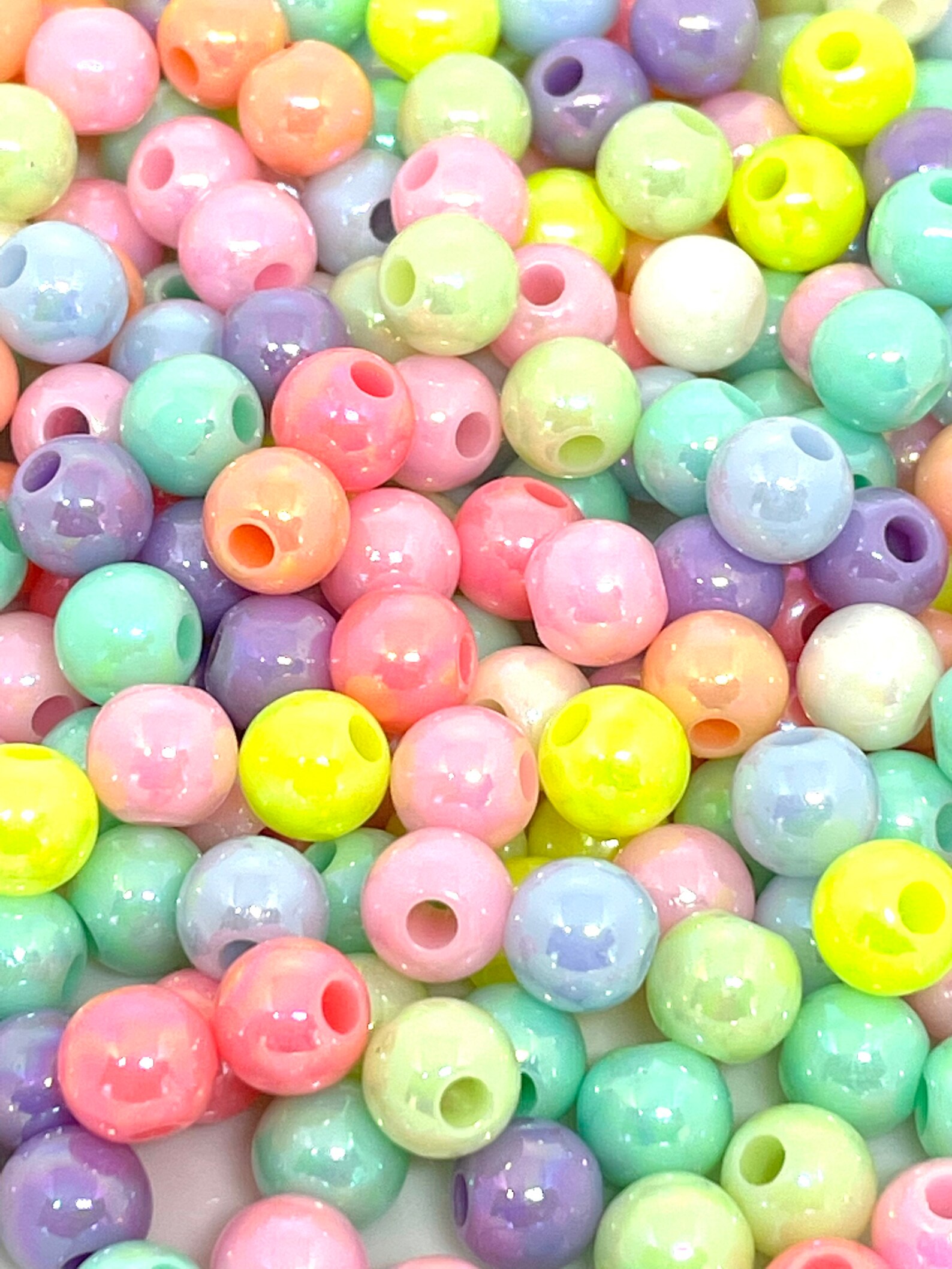 Shimmery Pastel Round Beads 8mm Beads 6mm Beads Fun Beads Etsy