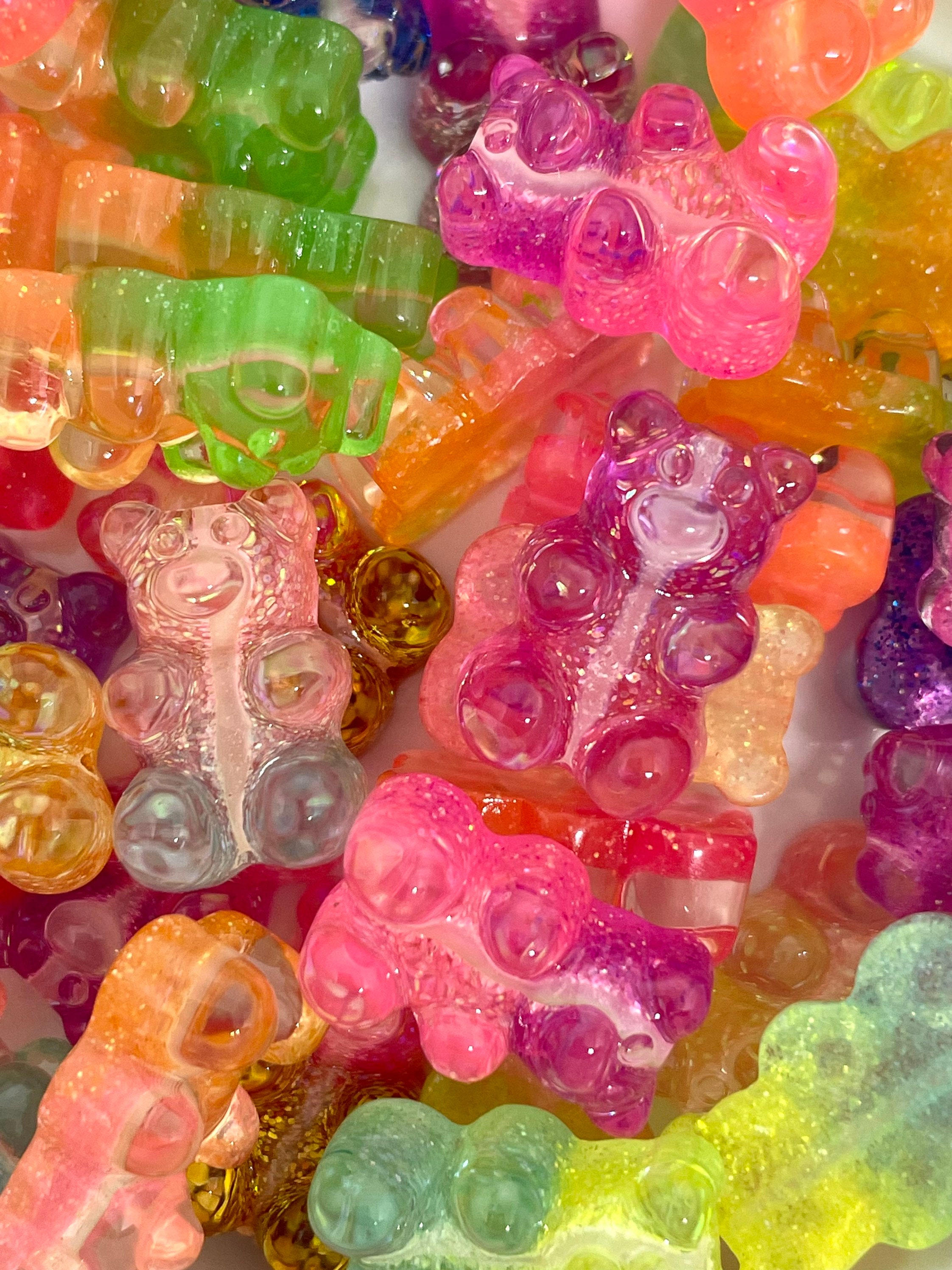 32Pcs Mix Gummy Bear Candy Resin Charms for DIY Bracelet Necklace