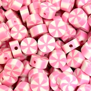 Sweet Pastel Swirl Polymer Clay Candy Beads, Unique Jewelry Supplies
