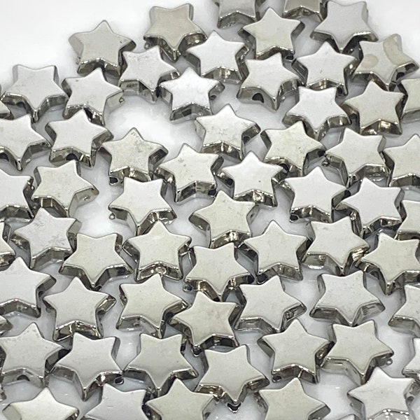 Silver Star Beads, Silver Beads, Spacer Beads