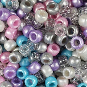 Glitter Beads, Mermaid Bead Mix, Blue Beads, Kandi Beads, DIY Jewelry,  Kawaii Supplies