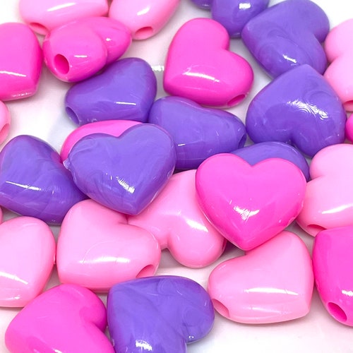 Cute Pendant Mix Acrylic Heart Bead Pendants Large Hearts - Etsy