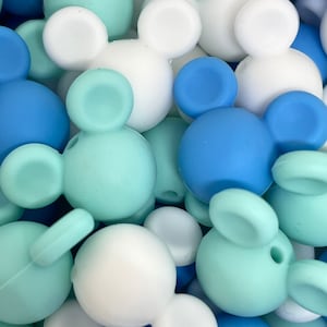 Frozen Themed Mix of Mouse Heads, M&M Beads for Jewelry Making, Disneyland, Disneyworld, Silicone Beads