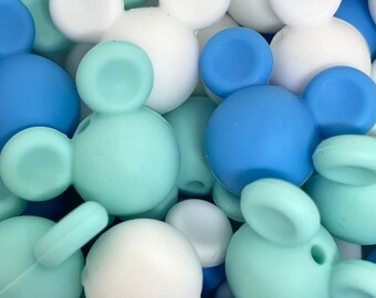 Frozen Themed Mix of Mouse Heads, M&M Beads for Jewelry Making, Disneyland, Disneyworld, Silicone Beads