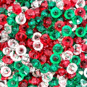 6mm Tiny Rondelle Christmas Themed  Bead Mix