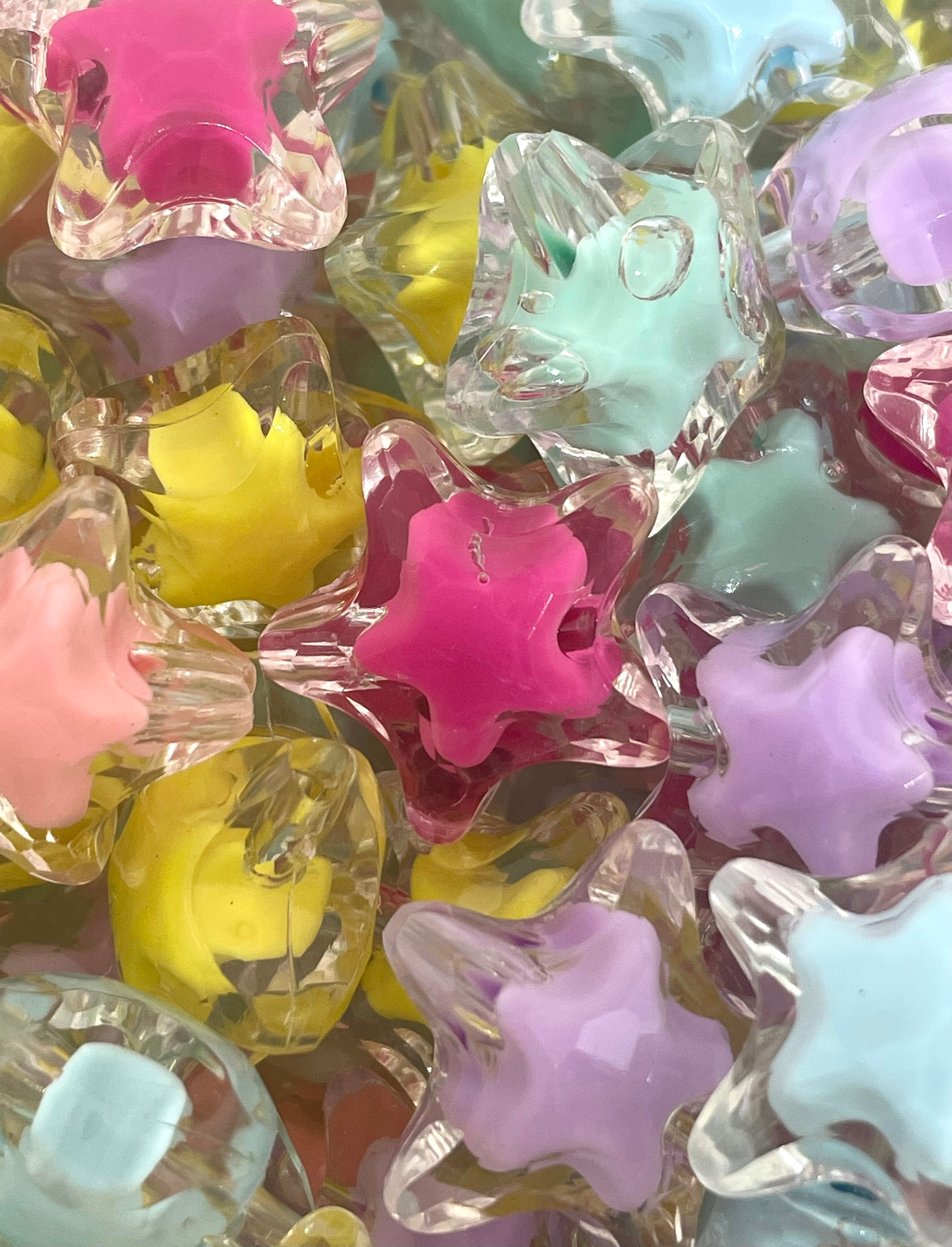 Chunky Pastel Stars for Jewelry Making, Star Beads, Star