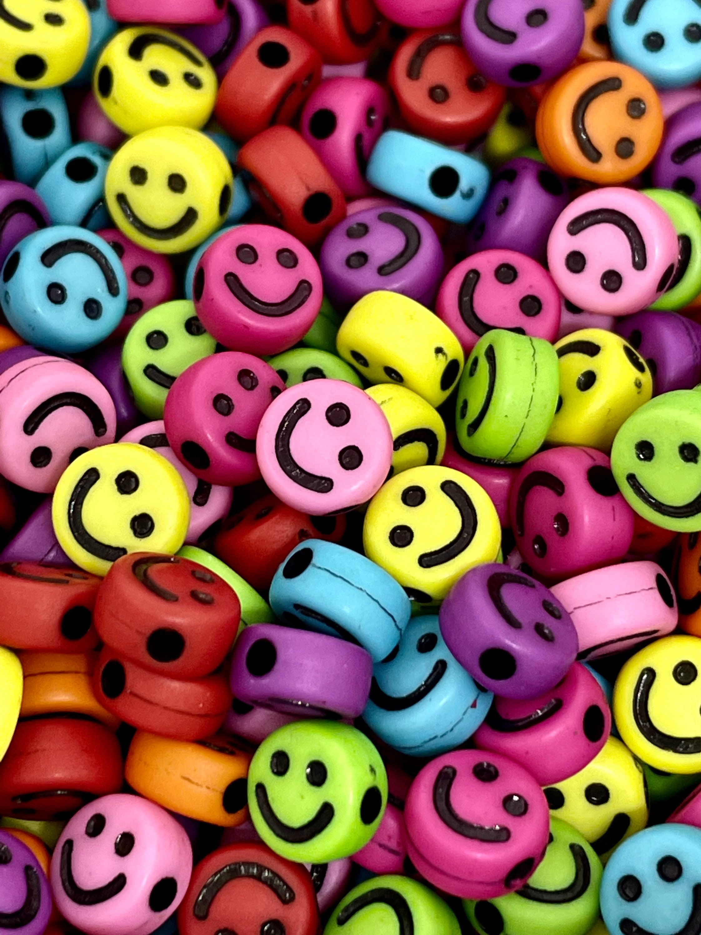 Cute Pastel Smiley Face Beads, Emoji Charm, Happy Face Charm, Pendant